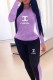 Light Purple Fashion Casual Print Patchwork Letter O Neck Long Sleeve Two Pieces