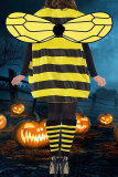 Yellow Halloween Fashion Casual Cosplay Striped Print Costumes