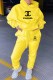 Yellow Fashion Casual Print Letter Hooded Collar Long Sleeve Two Pieces