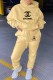 Khaki Fashion Casual Print Letter Hooded Collar Long Sleeve Two Pieces