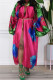 Red Fashion Casual Print Patchwork Cardigan Outerwear