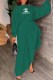 Ink Green Fashion Elegant Print Slit Letter Off the Shoulder Irregular Dress Dresses