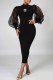 Black Fashion Sexy Print Patchwork Letter O Neck One Step Skirt Dresses