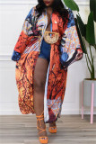 Multicolor Fashion Casual Print Patchwork Cardigan Outerwear