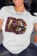 White Fashion Street Print Letter O Neck T-Shirts