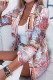 Pink Casual Print Patchwork Turn-back Collar Outerwear