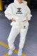 White Fashion Casual Print Letter Hooded Collar Long Sleeve Two Pieces