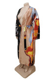 Multicolor Fashion Casual Print Patchwork Cardigan Outerwear