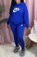 Blue Fashion Casual Print Letter Hooded Collar Long Sleeve Two Pieces