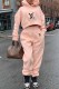 Pink Fashion Casual Print Letter Hooded Collar Long Sleeve Two Pieces