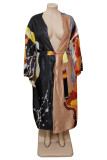 Multicolor Fashion Casual Print Patchwork Cardigan Outerwear