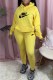 Yellow Fashion Casual Print Letter Hooded Collar Long Sleeve Two Pieces
