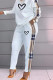 White Fashion Casual Print Patchwork O Neck Long Sleeve Two Pieces