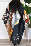 Multicolor Fashion Casual Print Patchwork Cardigan Outerwear