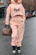 Pink Fashion Print Patchwork Hooded Collar Long Sleeve Two Pieces