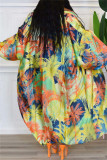 Multicolor Fashion Casual Print Patchwork Cardigan Outerwear