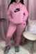 Pink Fashion Casual Print Letter Hooded Collar Long Sleeve Two Pieces