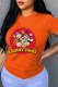 Orange Fashion Street Character Print Letter O Neck T-Shirts