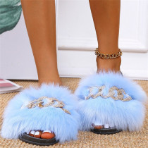 Light Blue Fashion Casual Patchwork Metal Accessories Decoration Round Comfortable Shoes
