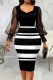 Black Fashion Casual Print Patchwork Square Collar One Step Skirt Dresses