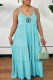 Light Blue Fashion Casual Print Letter Spaghetti Strap Princess Dresses