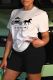 White Fashion Street Print Patchwork fur O Neck T-Shirts