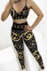 Black Fashion Sexy Print Letter Spaghetti Strap Sleeveless Two Pieces