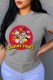 Grey Fashion Street Character Print Letter O Neck T-Shirts