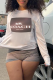 White Fashion Street Print Patchwork Letter O Neck Tops