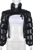 White Fashion Casual Solid Cardigan Mandarin Collar Outerwear