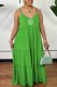 Green Fashion Casual Print Letter Spaghetti Strap Princess Dresses