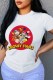 White Fashion Street Character Print Letter O Neck T-Shirts