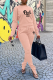 Pink Fashion Print Patchwork O Neck Two Pieces
