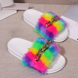 White Fashion Casual Patchwork Metal Accessories Decoration Round Comfortable Shoes
