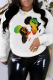 White Casual Vintage Print Patchwork O Neck Tops