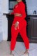 Red Fashion Casual Print Letter Hooded Collar Long Sleeve Two Pieces