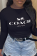 Black Fashion Street Print Patchwork Letter O Neck Tops