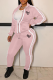 Pink Fashion Print Patchwork Turndown Collar Long Sleeve Two Pieces