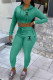 Green Fashion Casual Print Letter Hooded Collar Long Sleeve Two Pieces