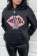 Black Fashion Casual Print Basic Hooded Collar Tops