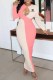 Pink Fashion Sexy Print Patchwork O Neck One Step Skirt Dresses