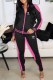 Black Pink Fashion Casual Print Patchwork Zipper Collar Long Sleeve Two Pieces