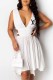 White Fashion Sexy Print Hollowed Out Letter V Neck Princess Dresses