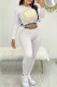 White Fashion Casual Print Patchwork O Neck Long Sleeve Two Pieces