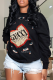 Black Fashion Street Print Patchwork Letter O Neck Tops