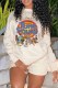 Apricot Fashion Street Character Print Letter O Neck Long Sleeve Two Pieces