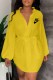 Yellow Fashion Sweet Print With Belt Turndown Collar One Step Skirt Dresses
