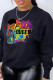 Black Fashion Casual Print Patchwork O Neck Tops