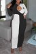 Black White Fashion Sexy Print Patchwork O Neck One Step Skirt Dresses