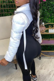 White Fashion Casual Solid Cardigan Mandarin Collar Outerwear